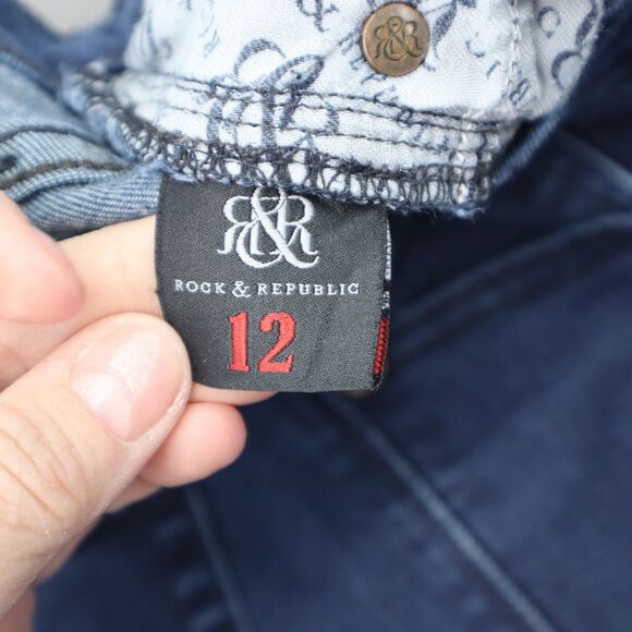 Rock Republic Pants Womens 12 Blue Bootcut Mid Rise Pocket Dark Wash Denim Jeans - Picture 2 of 16